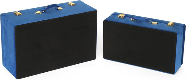 Velvet Storage Trunk Set of 2 with Gold Hardware