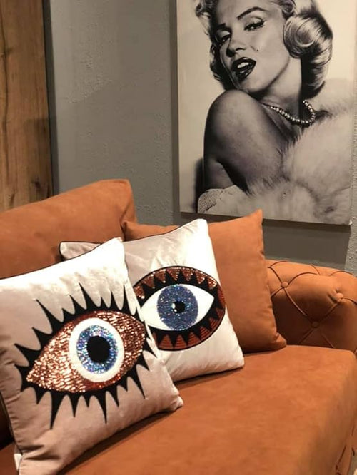Evil Eye Velvet Throw Pillow Cover 18x18