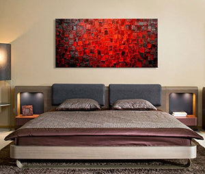 Red Abstract Canvas Wall Art – Framed Oil Painting
