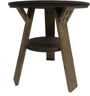 Round Music-Themed End Table with Shelf for Bar or Pub