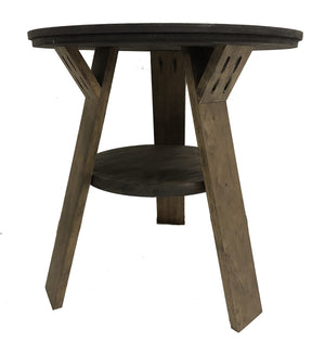 Round Music-Themed End Table with Shelf for Bar or Pub