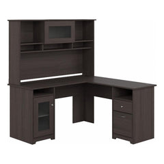 60-Inch L-Shaped Corner Desk with Hutch & Storage
