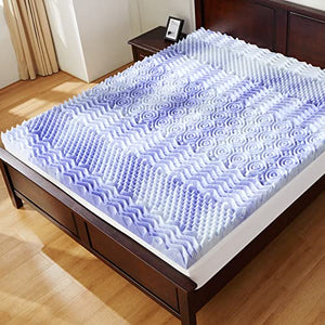 Memory Foam Mattress Topper with Cooling Gel & 7-Zone Support