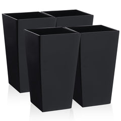 Set of 4 Tall Outdoor Planters with Drainage Hole