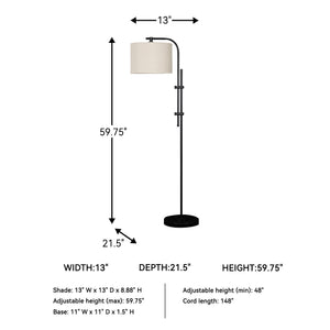 Modern Metal Adjustable Floor Lamp – Black, 60"