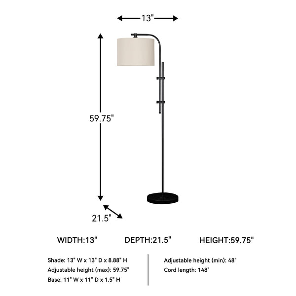 Modern Metal Adjustable Floor Lamp – Black, 60"