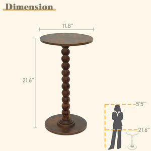 Round Side Table with Solid Wood Legs