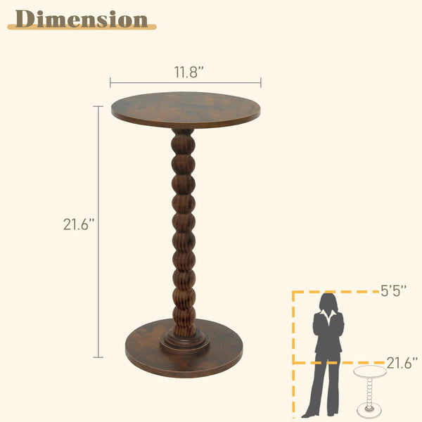 Round Side Table with Solid Wood Legs