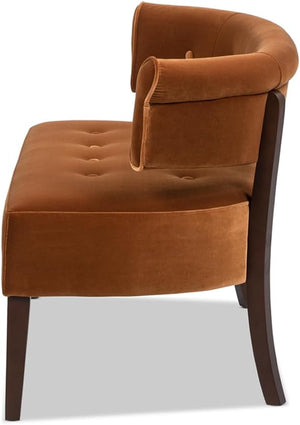 Mid-Century Modern Tufted Settee Bench with Split Back
