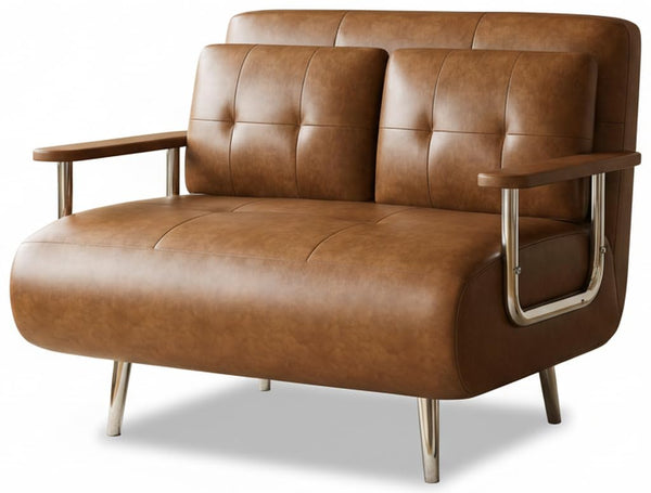 Faux Leather Convertible Sofa Bed