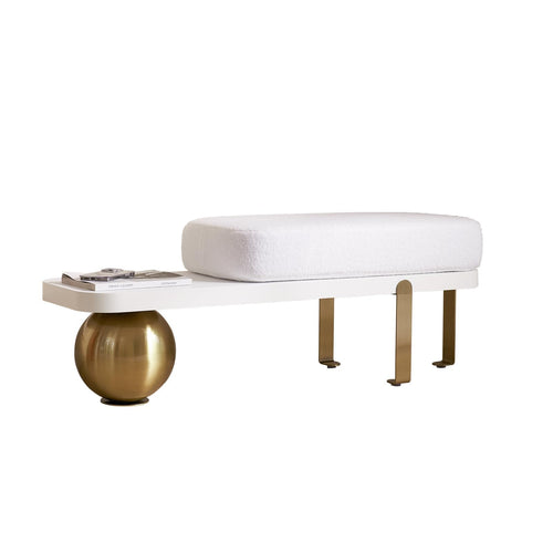 47.2" Boucle Upholstered Entryway Bench with Metal Legs
