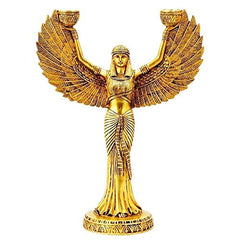 Brass Egyptian Isis Statue with Candle Holder