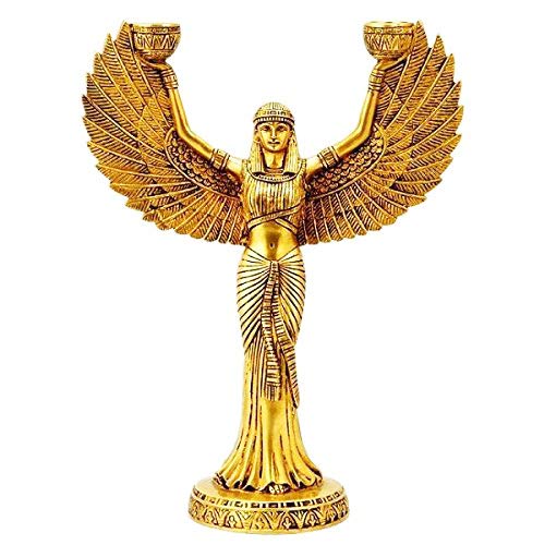 Brass Egyptian Isis Statue with Candle Holder