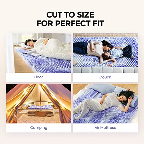 Memory Foam Mattress Topper with Cooling Gel & 7-Zone Support