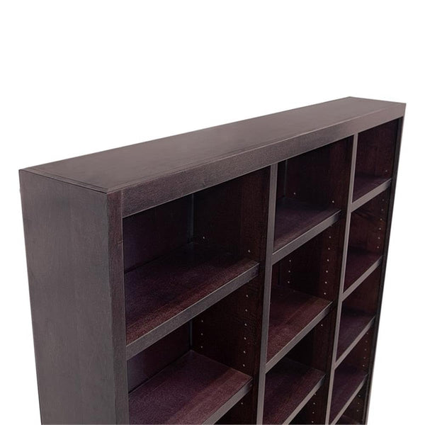 72" Triple Wide Wood Bookcase – 15 Shelves
