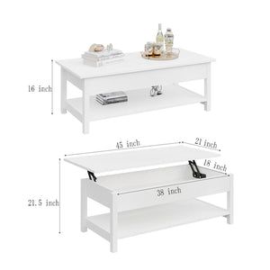 Lift Top Coffee Table with Hidden Compartment & Open Shelf