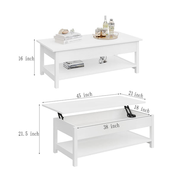 Lift Top Coffee Table with Hidden Compartment & Open Shelf