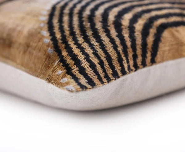 Silk Velvet Lumbar Throw Pillow 16x24 – Tribal Geometric