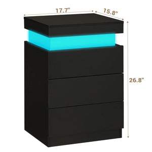 Nightstand with Charging Station and LED Lights