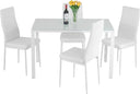 5-Piece Glass Dining Table Set with 4 Upholstered Faux Leather Chairs