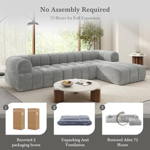 L-Shaped Sectional Sofa with Chaise Lounge – 122" Modular Cloud Couch