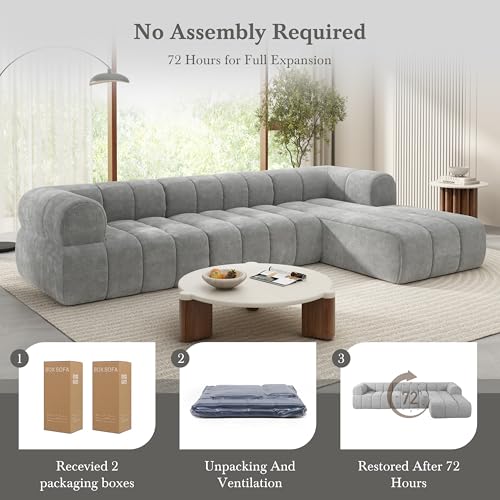 L-Shaped Sectional Sofa with Chaise Lounge – 122" Modular Cloud Couch