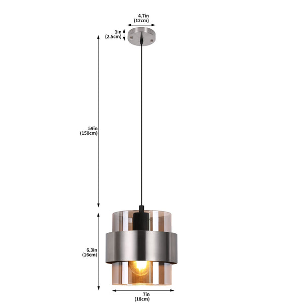 Mini Glass Pendant Light – 7 Inch Adjustable Ceiling Fixture