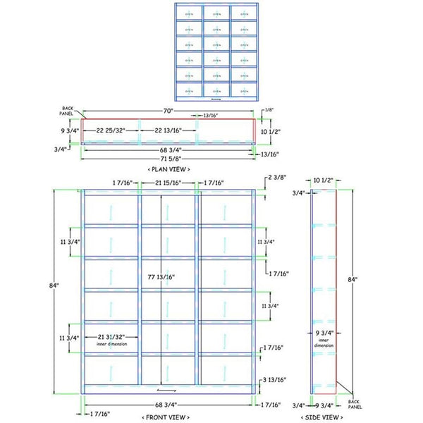 84" Triple Wide Wood Bookcase – Espresso