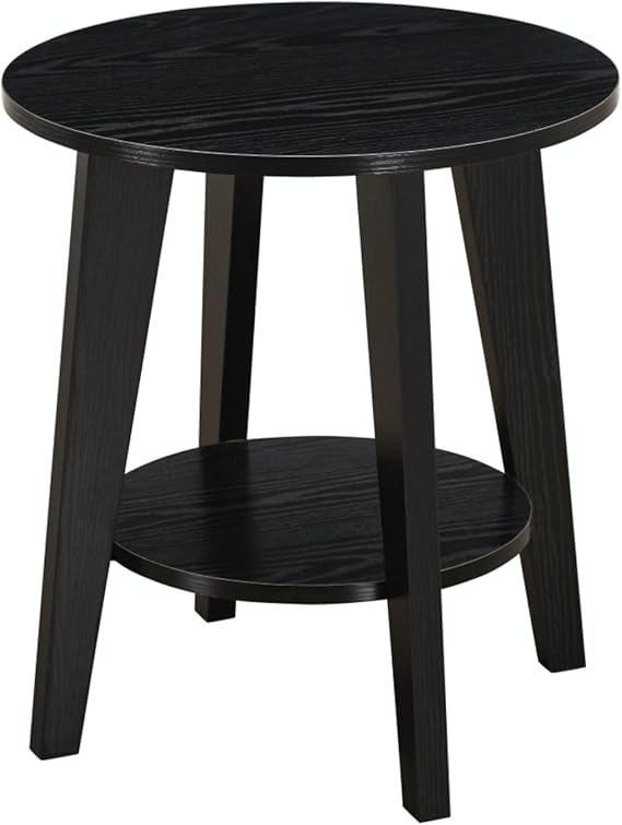 Round Side Table with 2-Tier Storage