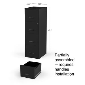 4-Drawer Locking Metal Vertical File Cabinet – Letter & Legal Size, Black
