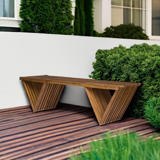 Acacia Wood Outdoor Bench with Teak Finish