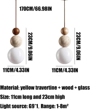 Stone & Glass Pendant Light – G9 Hanging Ceiling Lamp