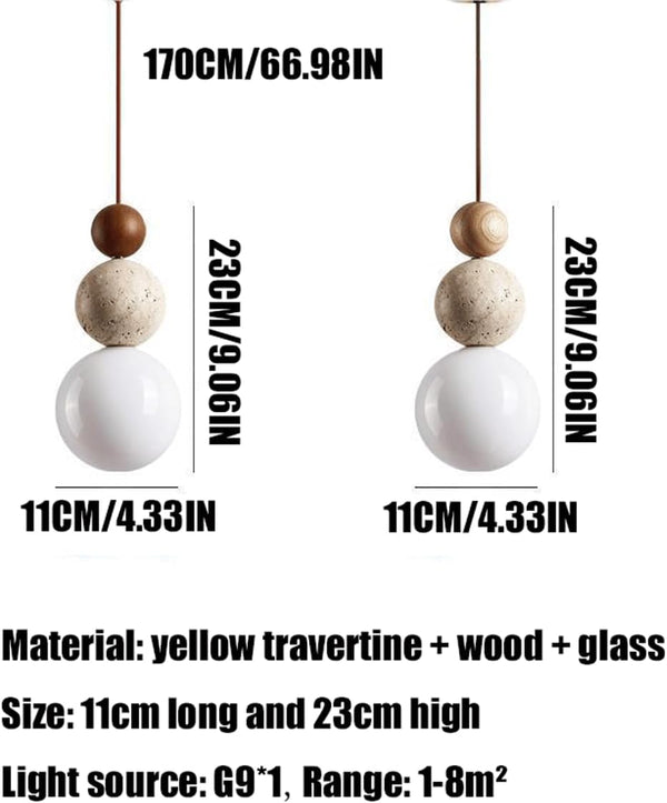 Stone & Glass Pendant Light – G9 Hanging Ceiling Lamp