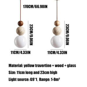 Stone & Glass Pendant Light – G9 Hanging Ceiling Lamp