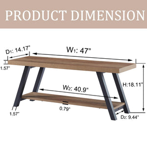 Entryway Storage Bench – Wood & Metal Shoe Bench