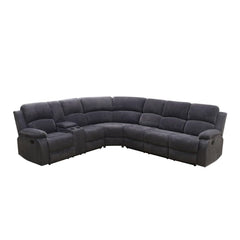 L-Shaped Reclining Sectional Sofa with Storage Console & Cup Holders