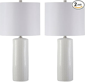 Contemporary Metal Table Lamp with Drum Shade, 3-Way Switch, Gold & Gray Finish