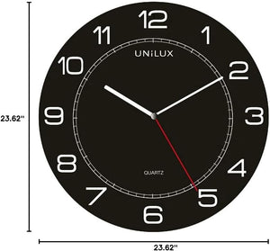 Large Round Analog Wall Clock – Black