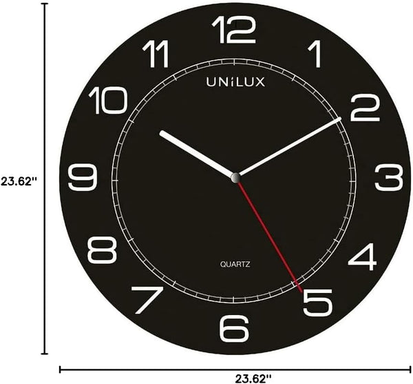 Large Round Analog Wall Clock – Black
