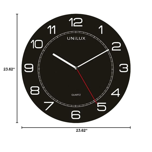 Large Round Analog Wall Clock – Black
