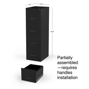 4-Drawer Locking Metal Vertical File Cabinet – Letter & Legal Size, Black