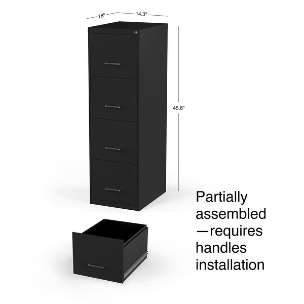 4-Drawer Locking Metal Vertical File Cabinet – Letter & Legal Size, Black