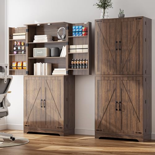 Farmhouse Kitchen Pantry Cabinet with Barn Door