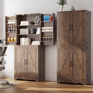 Farmhouse Kitchen Pantry Cabinet with Barn Door