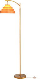 Layered Wood Shade Floor Lamp, Mid-Century Modern, E26, Foot Pedal Switch