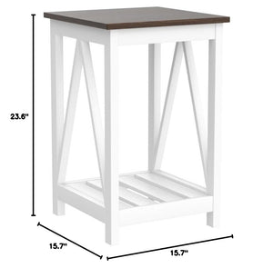 Farmhouse End Table with Storage Shelf – 2 Pack