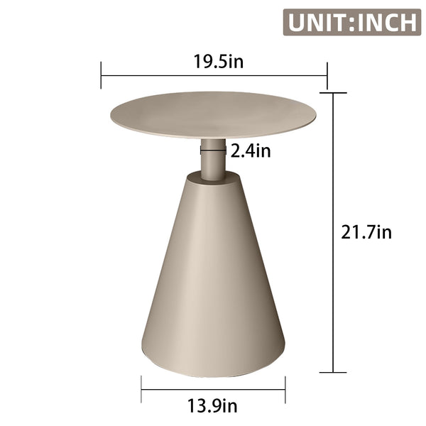 Round Aluminum Outdoor Side Table with Pedestal Base