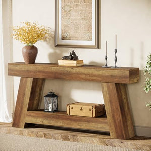 70.87" Farmhouse Console Table with 2-Tier Storage