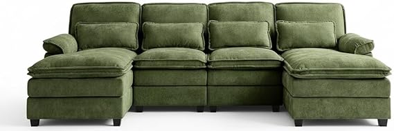 112" U-Shaped Modular Sectional Sofa with Double Chaise