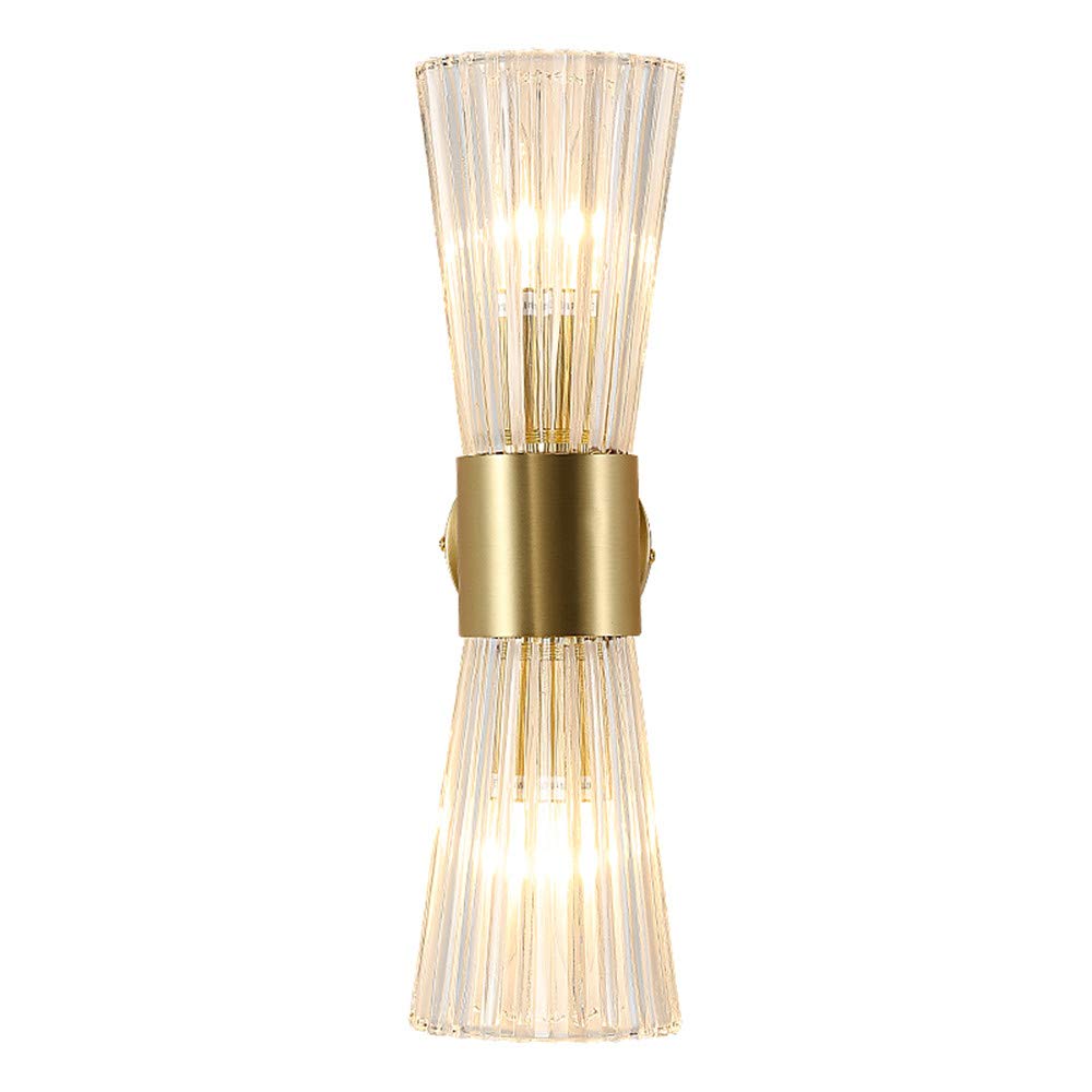 Mid-Century Modern 2-Light Wall Sconce – Gold Glass Shade